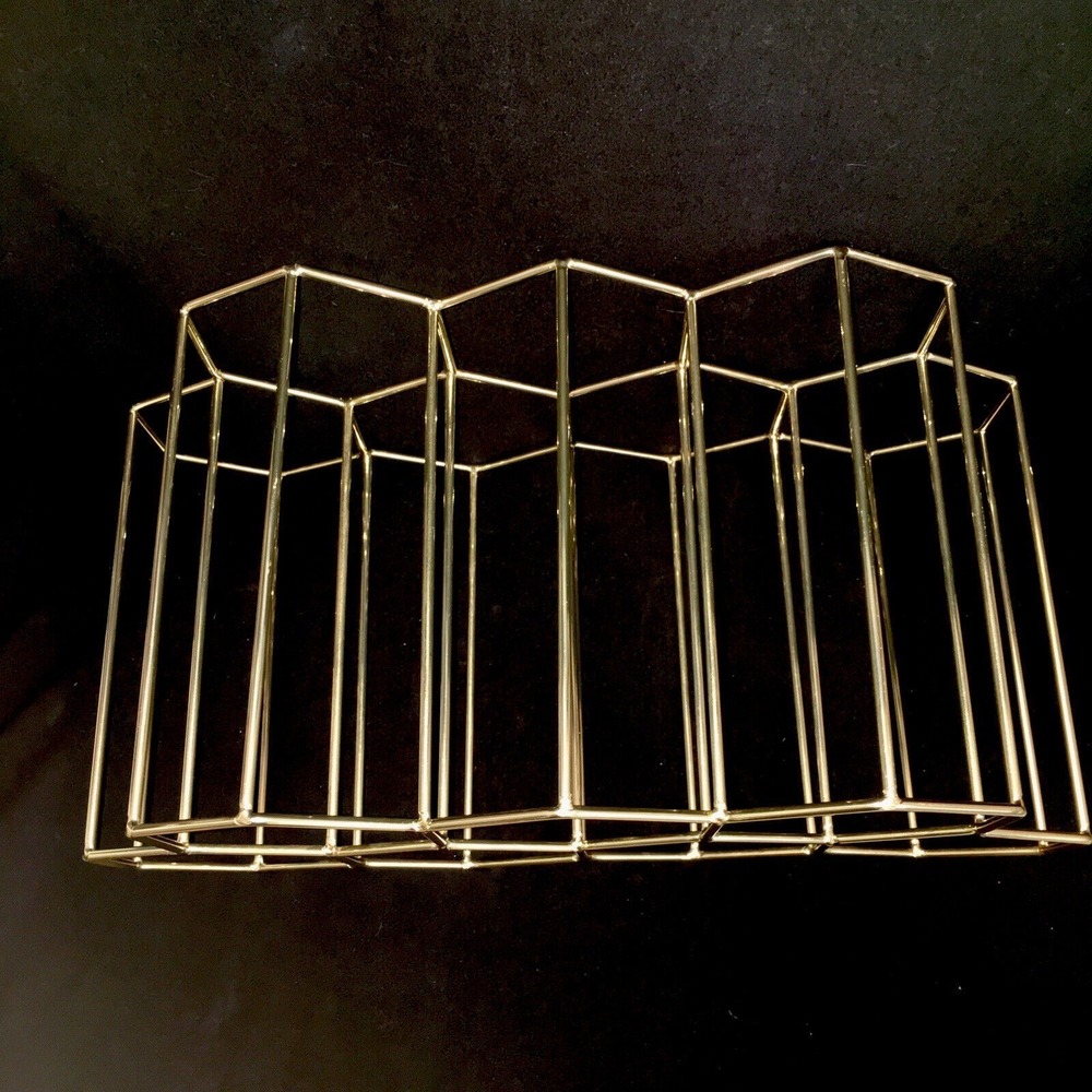 MCM‎ Geometric Gold Wine Rack Freestanding Bottle Holder Wine Rack 7 Bottle